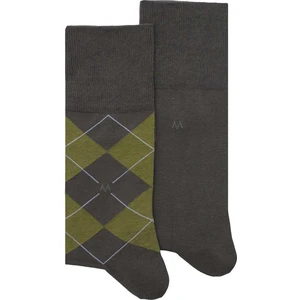 Baklava Desenli Haki Pamuk Ikili Çorap Seti