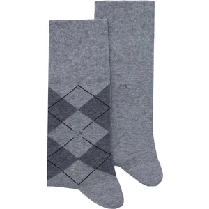 Baklava Desenli Açık Gri Pamuk Ikili Çorap Seti