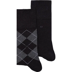 Baklava Desenli Antrasit Pamuk Ikili Çorap Seti