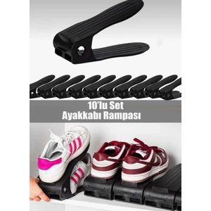 10'lu Ayakkabı Rampası - Ayarlanabilir, Kaydırmaz Dolap Içi Ayakkabı Düzenleyici