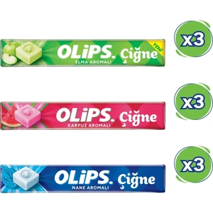 Çiğne Ferahlatıcı Şeker Paketi - Elma, Nane, Karpuz 47 Grx 15 Adet