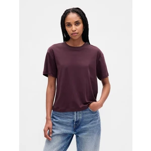 Kadın Bordo Supima® Pamuk Relaxed T-Shirt