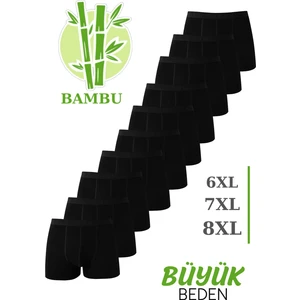 Erkek Bambu Büyük Beden Boxer Siyah 10'lu Paket