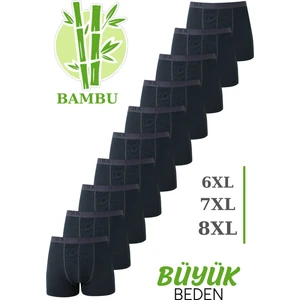 Erkek Bambu Büyük Beden Boxer Füme 10'lu Paket