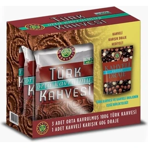 Kahve Dünyası Dünyası Türk Kahvesi 100 GR 3 Paket Karışık Draje 60 GR