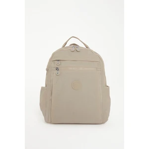 Unisex Suya Dayanıklı Krinkıl Kumaş Çok Gözlü Krem Laptop Okul ve Sırt Çantası