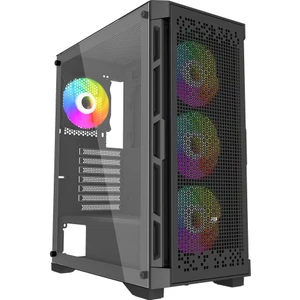 Powerboost PB-PS7840B 600W Temperli Camlı 4*12CM Rainbow Fanlı Mesh Mid-T Atx Gaming Siyah Kasa