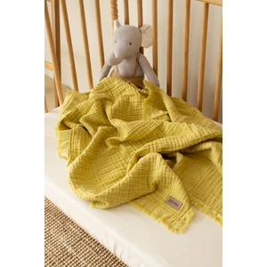 %100 Pamuk Sarı  Müslin 4 Katlı Müslin Bebek & Çocuk Müslin Örtü %100 Pamuk 110 x 110 cm
