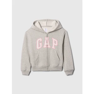 Kız Çocuk Gri Gap Logo Heritage Fermuarlı Sweatshirt