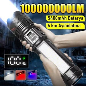 Şarjlı El Feneri 5400MAH 30W 9 Mod Powerbank Özellikli 6km Aydınlatma