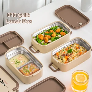 1612 Isı Yalıtımlı Paslanmaz Çelik 3 Katlı 4 Bölmeli Vakumlu Yemek Termosu Beslenme Kutusu Taşınabilir Lunch Box Sefer Tası