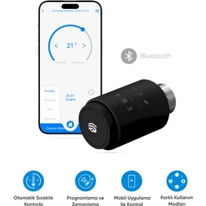 Akıllı Termostatik Radyatör Vanası Bluetooth Bağlantılı ve Isı Kontrolü