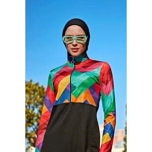 Remsa Mayo Yarım Fermuarlı Likralı Tam Kapalı Mayo R4503 Tetris