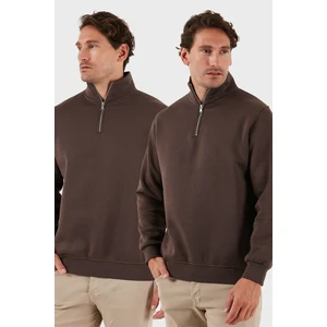 Pamuklu Regular Fit Dik Yaka 2'li Paket Sweat Erkek SWEAT 59052592S2