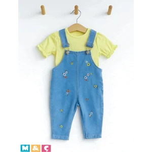 M.Ç Family Store Kız Çocuk Jean Etek Salopet 2' Li Kot Etek Tulum Takım