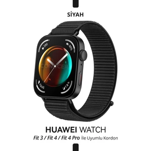 Huawei Watch Fit 4 / Fit 4 Pro / Fit 3 Uyumlu Hasır Örgü Dokuma Cırt Cırtlı Tasarım Spor Kordon