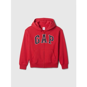 Erkek Çocuk Kırmızı Relaxed Gap Logo Fermuarlı Sweatshirt