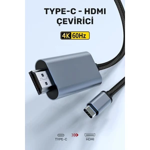 Macbook, Ipad, iPhone 15-16 Type-C To HDMI 4K Ultra Fhd 2m Görüntü Aktarım Kablosu