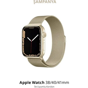 Apple Watch Seri 2/3/4/5/6/7/8/9/se 38MM-40MM-41MM Uyumlu Milano Hasır Metal Kordon