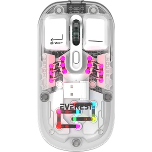SM-BT89 Opal Şarj Edilebilir Sessiz Beyaz Transparan Rgb 2in1 2bt ve 2.4ghz Kablosuz Mouse