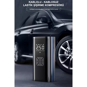 Dijital Taşınabilir Kompresör Araç Lastik Top Şişirme Pompası Hava Kompresörü Kablolu ve Kablosuz