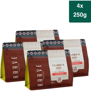 Kaave Roastery Colombia Peaks Çekirdek Kahve 250 gr x 4 Paket