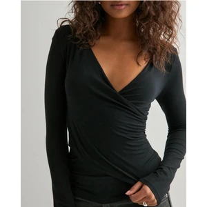 Uzun Kollu V Yaka Kruvaze Bluz