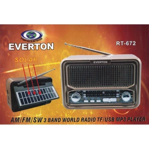 RT-672 Bluetooth Fm-Usb-Tf-Aux Şarjlı Solar Nostaljik Radyo