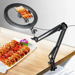 Coverzone Yayıncı Aydınlatma Kıskaçlı 10 Inch Youtuber  Video , ürün Çekimi  selfie  ışığı LED Işıklı Halka Telefon Tutuculu HLK-012A