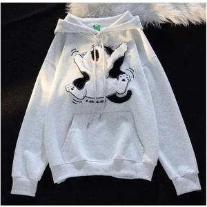 3 Iplik Şardonlu Oversize Compact Peluş Baskılı Sweat Beyaz