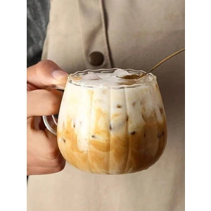 Mis Kitchen 2 Adet Çizgi Desenli Tasarımıyla Latte ve Kahve Bardağı Cam Çay Fincanı