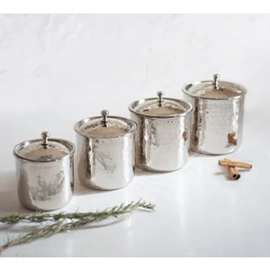 Bakır Concept Bakır Baharat Takımı Çekiç Dövmeli Gümüş Renk (4'lü)