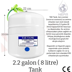 Su Arıtma Tankı 8 Lt Tüm Cihazlara Uyumlu, Paslanmaz Çelik Tank, Antibakteriyel 2.2 Galon