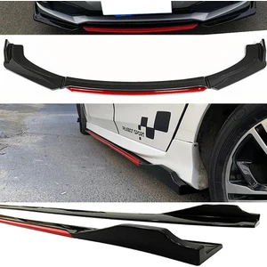 Honda Civic Fc5 2016-2021 Kırmızı Şeritli Renkli Ön Lip ve Yan Marşpiyel Seti