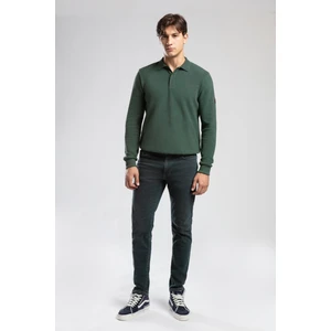 Newblend Erkek Polo Yaka Sweatshirt Zümrüt