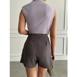 Kadın Büzgülü Sandy Kumaş Kolsuz Bluz