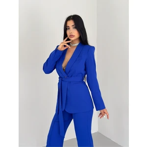 Kuşaklı Ceket Pantolon Takım