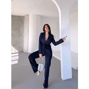 Kuşaklı Ceket Pantolon Takım