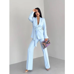 Kuşaklı Ceket Pantolon Takım