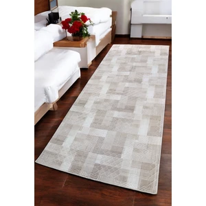 Aksu Jayla Bej Kaymaz Tabanlı Kesme Kabartmalı Salon Koridor Mutfak Halı