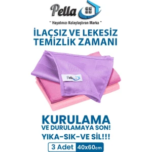 Active Çamaşır Suyu ile Kullanılabilen Tek Mikrofiber 3'lü Temizlik Bezi (40X60) Büyük Boy