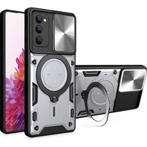 Digital Computer Home Samsung Galaxy S20 FE/S20 Fe 5G/S20 Fe 2022/S20 Lite Için Kickstand Kılıf, Kayar Kamera Kapağı Pc+Tpu Telefon Kılıfı-Gümüş (Yurt Dışından)
