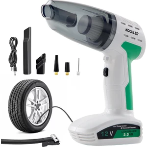4 Fonksiyonlu Şarjlı Araç Süpürgesi – Şişirme Pompası + Basınç Ölçer + LED Işık