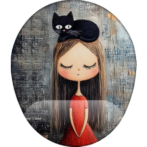 Kız ve Kedi Desenli Bilek Destekli Kaymaz Buruşmaz Kırılmaz Mouse Pad
