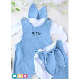 Erkek Bebek Uni Kulaklı Tav;an  Salopet 9-12-18-24 Ay