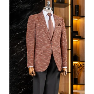 Terzi Adem Altun İtalyan stil slim fit mono yaka erkek ceket turuncu T10965