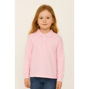 Unisex Uzun Kollu Polo Yaka Pamuklu Okul Tshirt - 2309