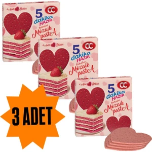 Red Velvet Kalp Şekilli 5 Dakika Hazır Mozaik Pasta - 20 cm Çapında 4 Kat Pasta Tabanı Bisküvisi
