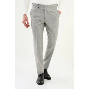Dokulu Slim Fit Kemerli Yün Erkek Pantolon