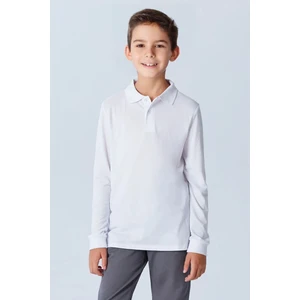 Unisex Uzun Kollu Polo Yaka Pamuklu Okul Tshirt - 2309